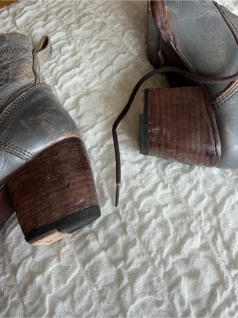 Bed Stu Judgement Lace Up Heeled Boots Grey Size 6.5 - Picture 10 of 13